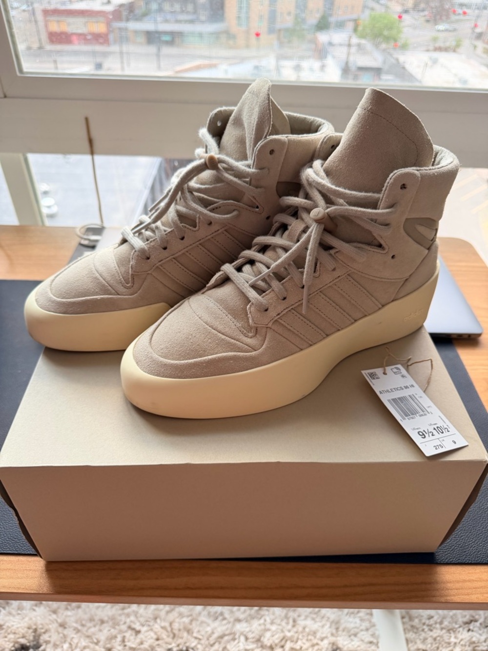 Men’s High-Top Suede Sneakers in Beige Cream